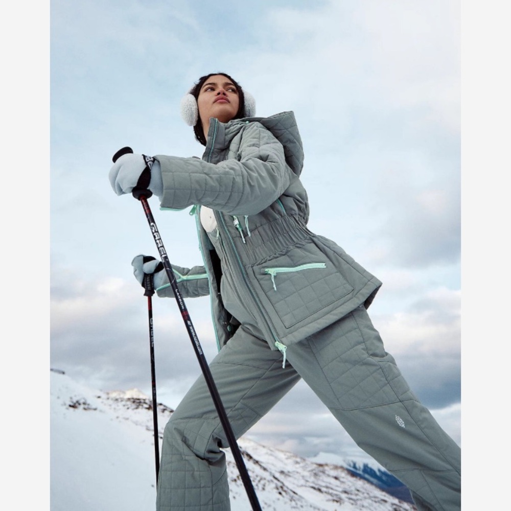 Free People Movement All Prepped Ski Jacket - Grey Olive - Medium